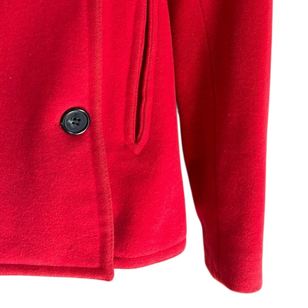 LizSport Red Wool Cashmere Pea Coat Vintage Womens Sz Large Quiet Luxury Classic - Picture 11 of 16